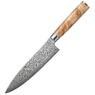 China Viable Professional Japanese Chef Knife 67 Layers Damascus Steel Chef Knives With Resin Burl Handle for sale