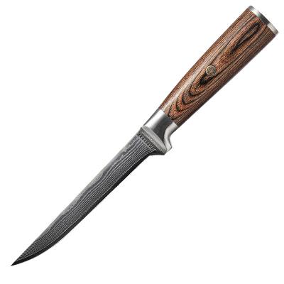 China 6 Inch Premium Viable Japan 67 Layers Damascus Steel Kitchen Boning Knife Pakka Wood Handle for sale