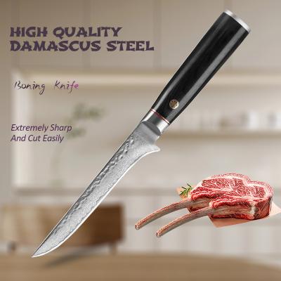 China Sustainable High Quality Professional Damascus Steel 6 Inch Fillet Fish Knife Meat Cutting Boning Knife for sale