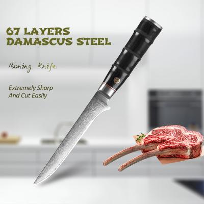 China 6 Inch Sustainable Boning Knife Professional Chef Knife 67 Layers Damascus Steel Steak Knife With Pakka Wood Handle for sale