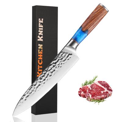 China Stainless Steel Durable Super Sharp Chef's Style Hammer 5cr15 Hammer 5cr15 Blue Resin Wood Handle for sale