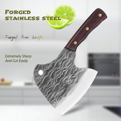 China Viable Bone Chopper Ax Forged Stainless Steel Knife Heavy Duty 5.5 Inch Kitchen Ax Meat Cleaver Butcher With Wenge Wood for sale