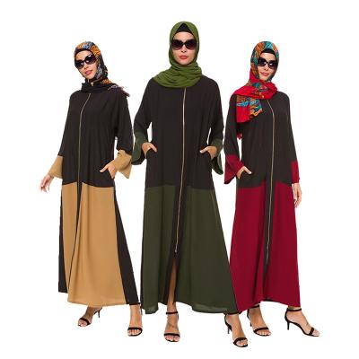 China Long Sleeve Moroccan Koftan Kaftan Islamic Clothing Casual Modern Contrast Colors For Women Girl Muslim Dubai Kaftan for sale