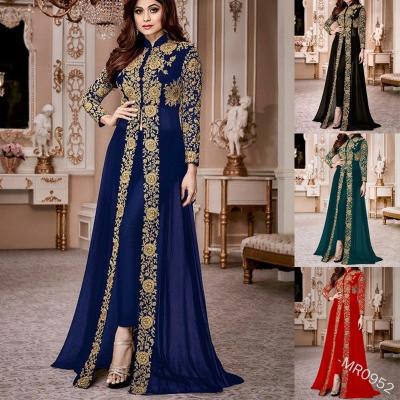 China Stunning Purple Chiffon ML-600 Dubai Arabic Evening Dresses Beaded Long Sleeve Kaftan Evening Dress Moroccan Muslim Prom Dresses for sale