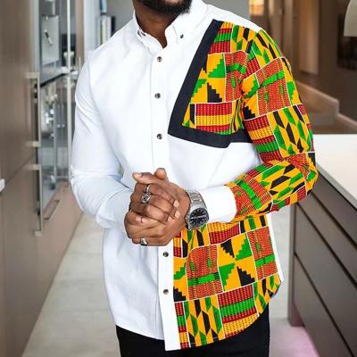 China Original African Casual Polo Style Printed Men's Shirt Traditional African Cheap Long Sleeve Summer Office To Use Shirts For Men for sale