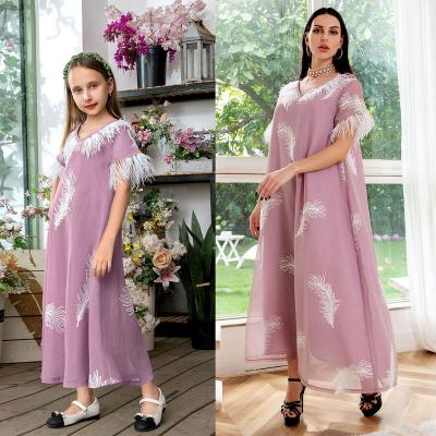 China New Polyester Pattern Girls Dress Designs With Fur Patchwork Abaya For Little Girls 6 To 16 Dress New 2022 for sale