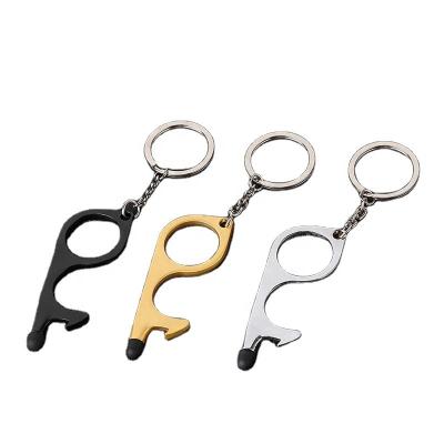 China Souvenir Gifts Promotion Mold Ready Hand Touchless Stylus Pen Door Bottle Opener Free Key Chain for sale