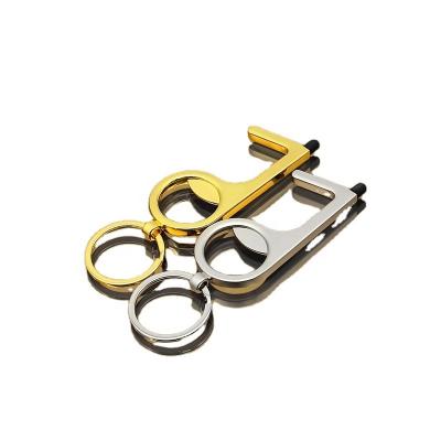 China Promotion Gift Self Defense Factory Key Chain Multi Tool No Opener Custom Logo Keychains Brass Hands Free Door Ignition Key Chains for sale