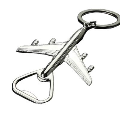 China Custom Fashion 3D Metal Gifts Customized Die Cast Metal Alloy Airplane Bottle Opener Key Chain for sale