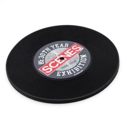 China Viable Existing Mold With Printing Logo Creative Vinyl Record Soft PVC Rubber Coaster for sale