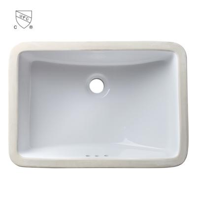 China Without faucet hole white color US design, without faucet and rectangle feature undermount installation washbasin type 2254(1812) for sale