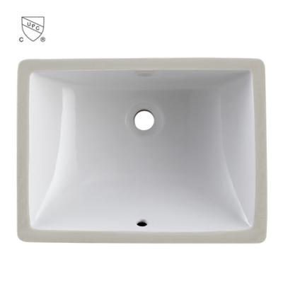 China Featureless Faucet Hole and Type Porcelain Bathroom Undermount Installation Faucet Sink, Rectangular Shape Ceramic Basin #1813 for sale