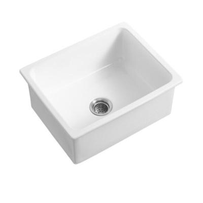 China Without Faucet Fireclay / Ceramic No Faucet Feature White Color And Bowl Rectangular Shape Undermount Kitchen Sink Installation Type P2318 for sale