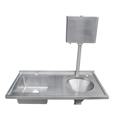 China Without Double Faucet Bowl Style Customized SUS304 Stainless Steel Hospital Slop Hopper Wash Sink With Water Tank for sale