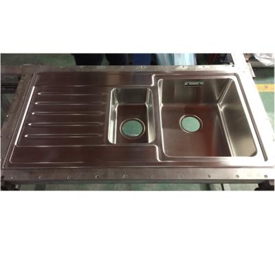 China With Faucet Wholesale Above Counter Double Bowl Brushed 304 Stainless Steel Kitchen Sink With Drain Board # LDB1000 for sale