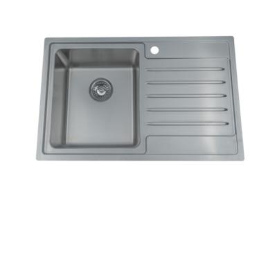 China With Faucet Popular 304 Grade Stainless Steel Single Bowl Kitchen Sink With Drain Panel #YAB20 for sale