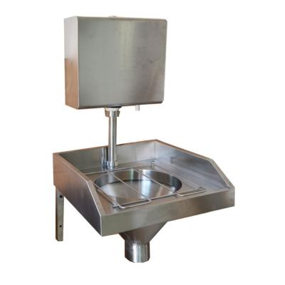 China Without Faucet Customized SUS304 Grade Stainless Steel Hospital Disposal Unit Used Sluice Slurry Hopper Sink With Water Tank for sale