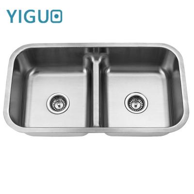 China Without Installation Type Double Faucet Undermount Bowl Style No Faucet Feature 304 Stainless Steel Kitchen Sink J3218, for sale