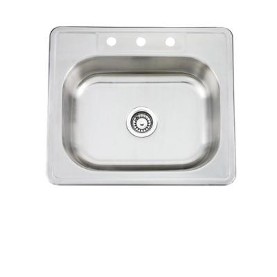 China Without Faucet Above Counter Installation Type Single Bowl Style With Faucet Holes 304 Stainless Steel Kitchen Sink for sale