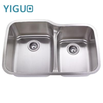 China Without Faucet Undermount Installation Type Double Bowl Sink Style Without Faucet Feature 304 Stainless Steel Kitchen Sink J3221 for sale