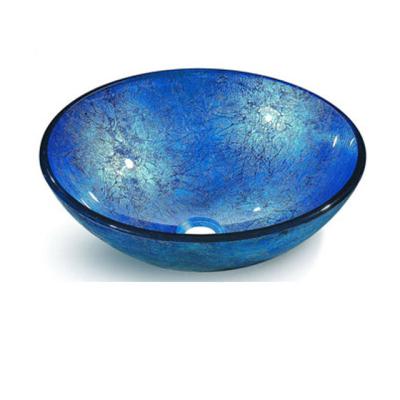 China Modern Round Bowl Shape Without Faucet Feature And Above Counter Type Glass Bathroom Hand Installation Wash Basin for sale