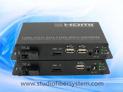 China OEM Fiber KVM extenders kits for  HDMI&USB&IR signals over 1fiber Max distance 2KM(MM fiber)/20~100KM(SM fiber) for sale