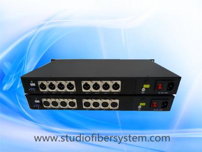 China 8CH Unidirectional  balanced audio fiber converter &XLR interface,ST/LC/FC fiber series extend audio to 20~80KM for sale