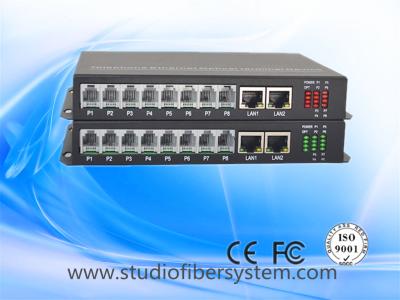 China 8CH Telephone Fiber Media Converter with 2ch 100M ethernet for armed police system for sale