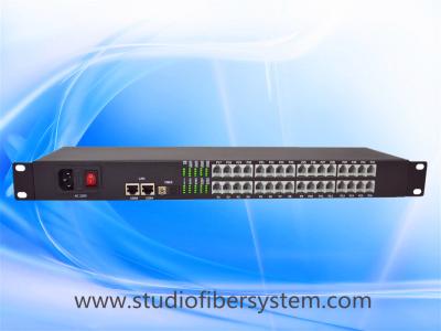 China 32 Port PCM Telephone To Fiber Optic Converter with 2Port 100M ethernet in 1U rack mount chassis for sale