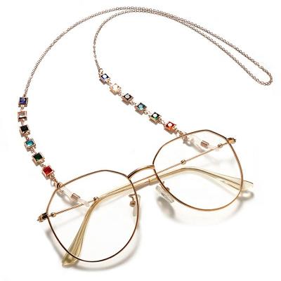 China Vintage fashion facemask women gold diamond color glass bead sunglasses copper multicolor anti-lost universal chain DG-4 for sale