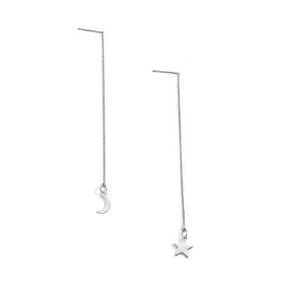 China FASHIONABLE Women's Simple Star Long Moon Personality Asymmetrical Ear Line for sale