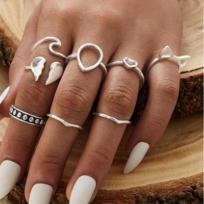 China FASHIONABLE 8 Piece Women's Rings Good Quality Set Simple Cute Fashion Heart Accessories for sale