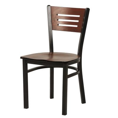 China Modern Hot Sale Metal Frame Metal Back Chair Wood Cafe Chair Industrial Metal Chair for sale