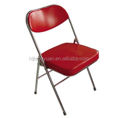 China Chrome Foldable Cheap Frame Cushion Soft Metal Folding Chair for sale