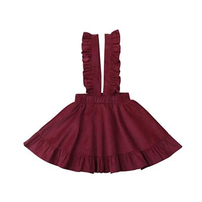 China Girl's Breathable Ruffle Suspender Skate Skirt Corduroy Twirl Skirt for sale