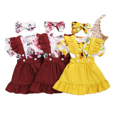 China Casual Baby Clothes Outfits Newborn Toddler Two Piece Set Infant Romper Top+Dress Clothing Set for sale