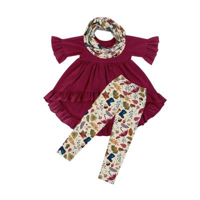 China Casual Girl 3 PCS Autumn Outfit Kids Boutique Floral Girls Clothing Set for sale