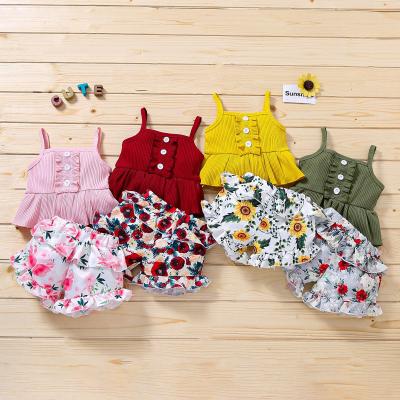 China Breathable Toddler Girls Ruffles Boutique Clothing Kids Summer Outfit for sale