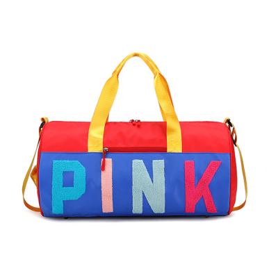 China Fashion Customized LOGO Rose Tote Bags Waterproof Red Sports Yoga Travel Gym Bag For Women for sale