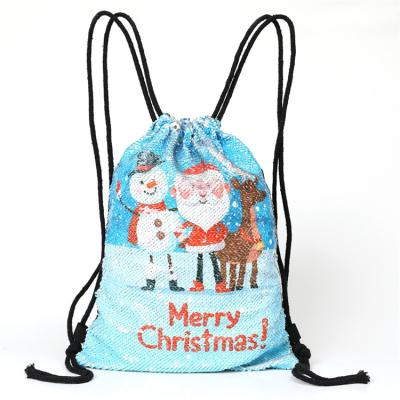 China Small Girls Portable Lightweight Sequin Backpack for Girls Mini Santa Claus Backpack Girls for sale