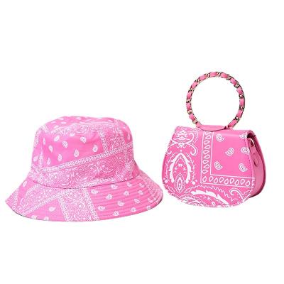 China Hot Selling Fashion Ladies Bandana Purse and Bucket Hats Set Designer Luxury Women Handbags Famous Brands Handbags for sale