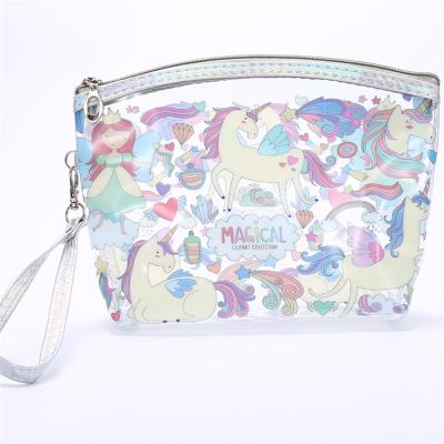 China Large Capacity Clear PVC Holographic Clear Zipper Waterproof Women Travel Transparent Cosmetic Bag for sale