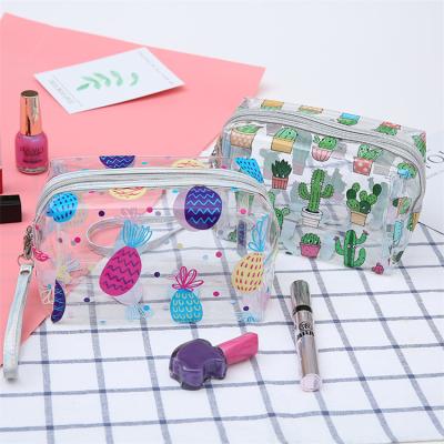 China Cute Transparent Clear Waterproof Cosmetic Bag Fashion Zipper Travel PVC Cosmetic Bag Women's Organizer Makeup Bag for sale