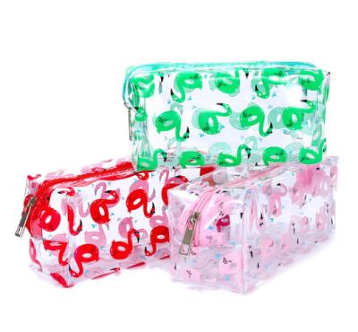 China Fashion Wholesale Promotional Swan Full Prints PVC Clear Makeup Zipper Bag Toiletry Pouch Cosmetic Pouch Coin Purse For Girls for sale