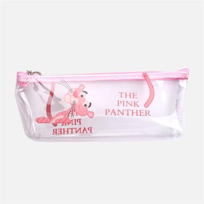 China Schools & Wholesale Cute Cheap Clear Offices Low Cost PVC Pencil Case Wide Mouth Cartoon Animals Printed Transparent Pencil Pen Bag for sale