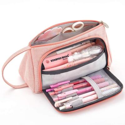 China Wholesale Large Capacity Ultra Large Capacity Pencil Bags Custom Pink Pen Pencil Bag Pouch Box For School Office Supplies for sale