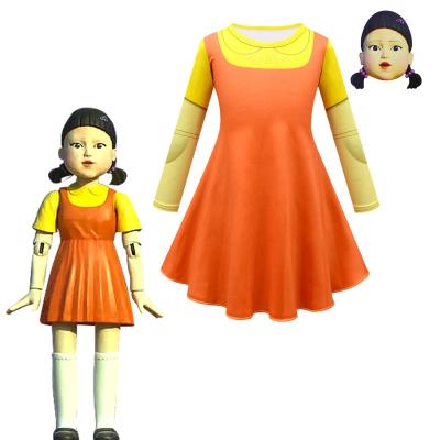 China Polyester Squid Game Halloween Cosplay Costume Girl's One-Piece 123 Wooden Man TV Series Squid Game Korean Girl's Dress for sale