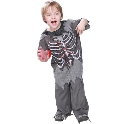 China POLYESTER Horror Bone Halloween Costume Teams Boys Zombie Costume Child Boody Cosplay Costume Kids Skeleton Costume for sale