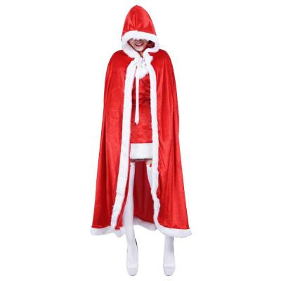 China Costume Christmas New Year Party Cloak Adult Woman Miss Santa Cape Costume For Women for sale