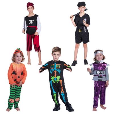 China POLYESTER boys copslay costume for Halloween pirate police robot pumpkin kids carnival costumes skeleton kids for sale